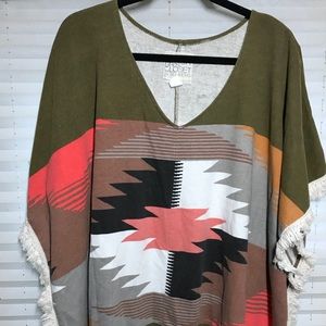 Multicolor bohemian poncho